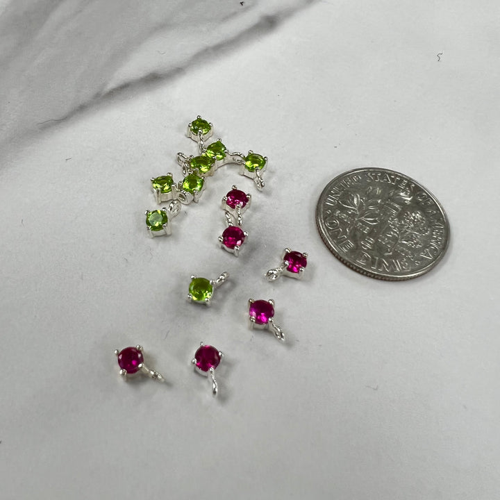 CH46 - 2.5mm CZ Drop Perpendicular Ring- 925 Silver Charms (Pack of 3)