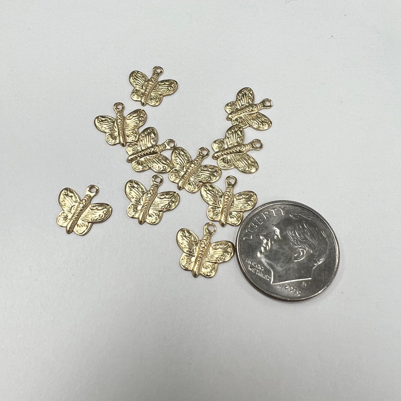 CH04 Butterfly 10mm Wide GF Charm (Pack of 6)