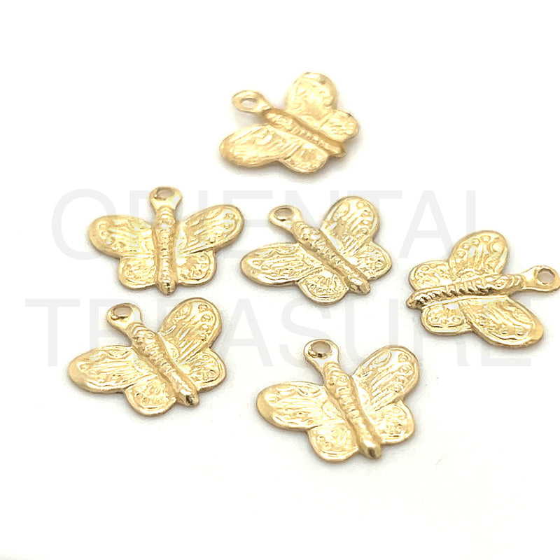CH04 Butterfly 10mm Wide GF Charm (Pack of 6)