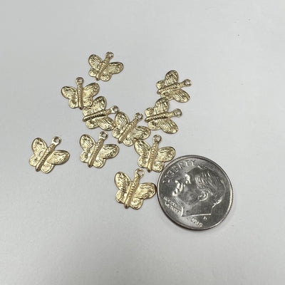 CH04 Butterfly 10mm Wide GF Charm (Pack of 6)