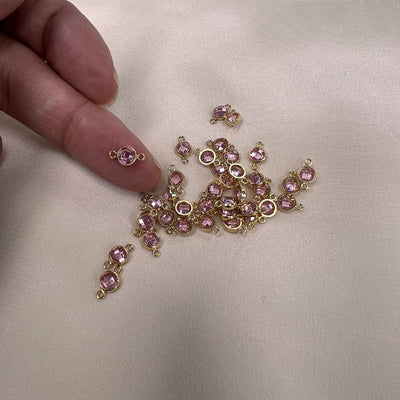 4mm CZ Birthstone Connector - Checkerboard