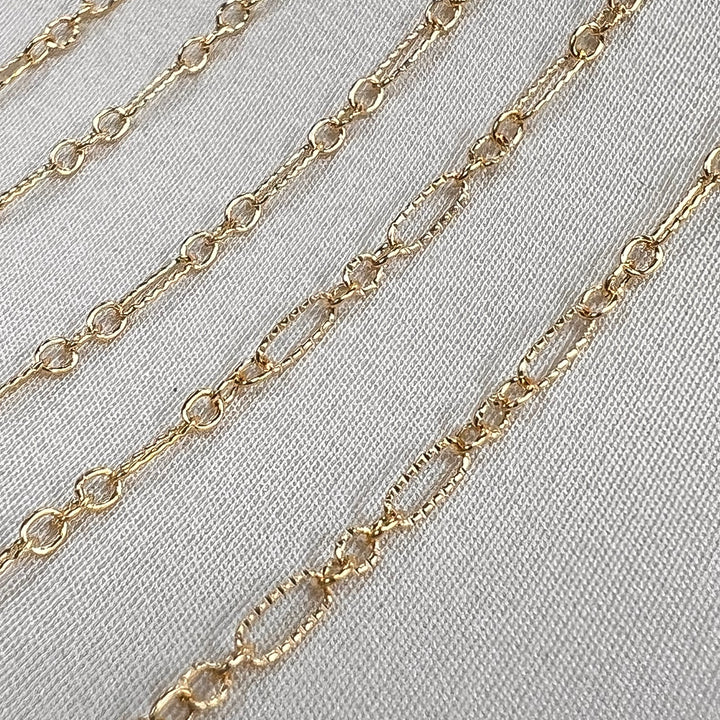 CX40: Long + Short 2.2mm Paperclip Textured chain by the foot