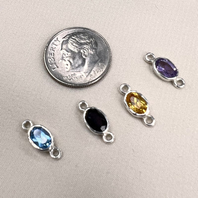 5x7mm Oval Gemstone Sterling Silver Connectors