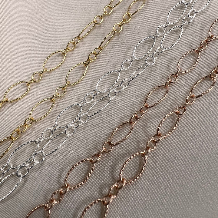 CX37: Long + Short 4.4mm Oval Twist Link chain By the Foot