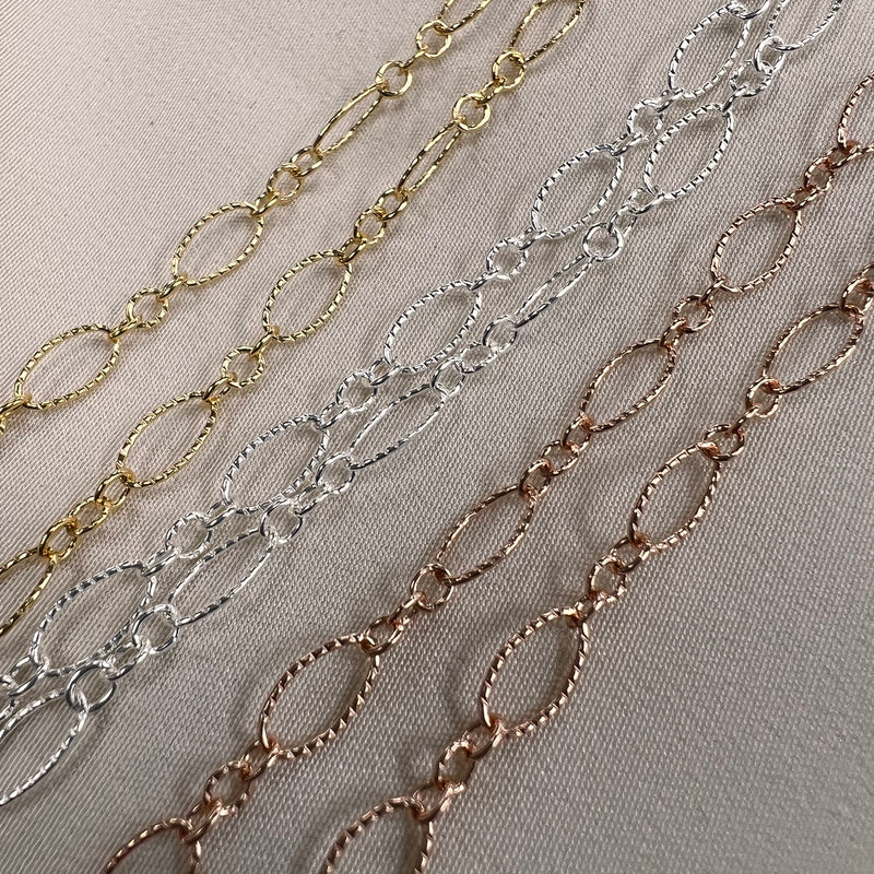 Chain Link String CX37: Long + Short Oval Twist Link- Chain By the Foot – Oriental Treasure