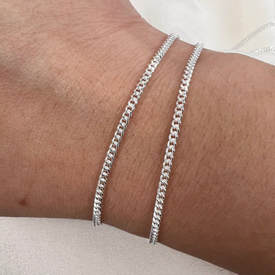 CX33F - Flat Curb Chain Sterling Silver Chain by the foot