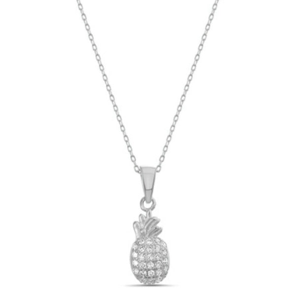 Small Pineapple CZ Necklace 16”