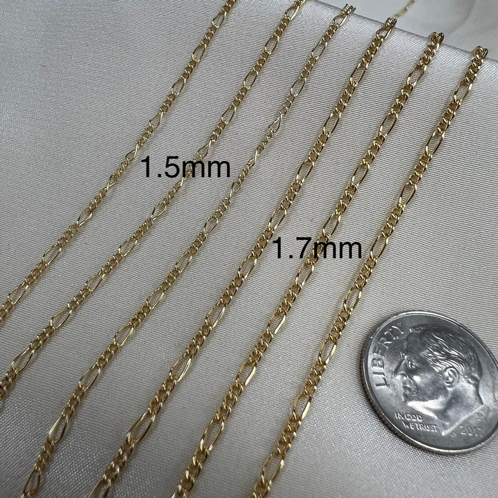 CX28: 1.5mm Round Figaro Chain by the foot