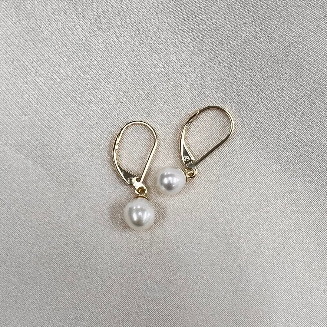 Pearl Earrings on Gold Plated Sterling Silver French Clip