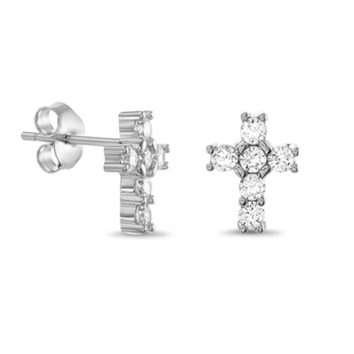 Cross CZ Studs 7.5mm wide Sterling Silver