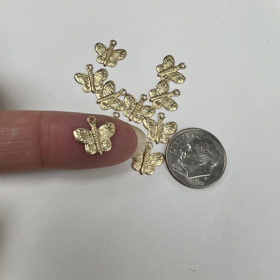 CH04 Butterfly 10mm Wide GF Charm (Pack of 6)