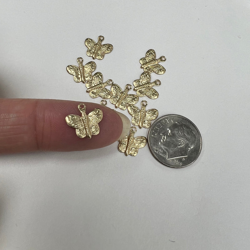 CH04 Butterfly 10mm Wide GF Charm (Pack of 6)