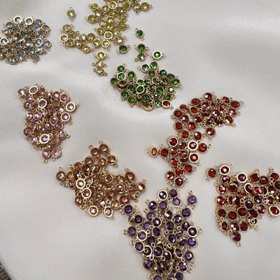 4mm CZ Birthstone Connector - Checkerboard