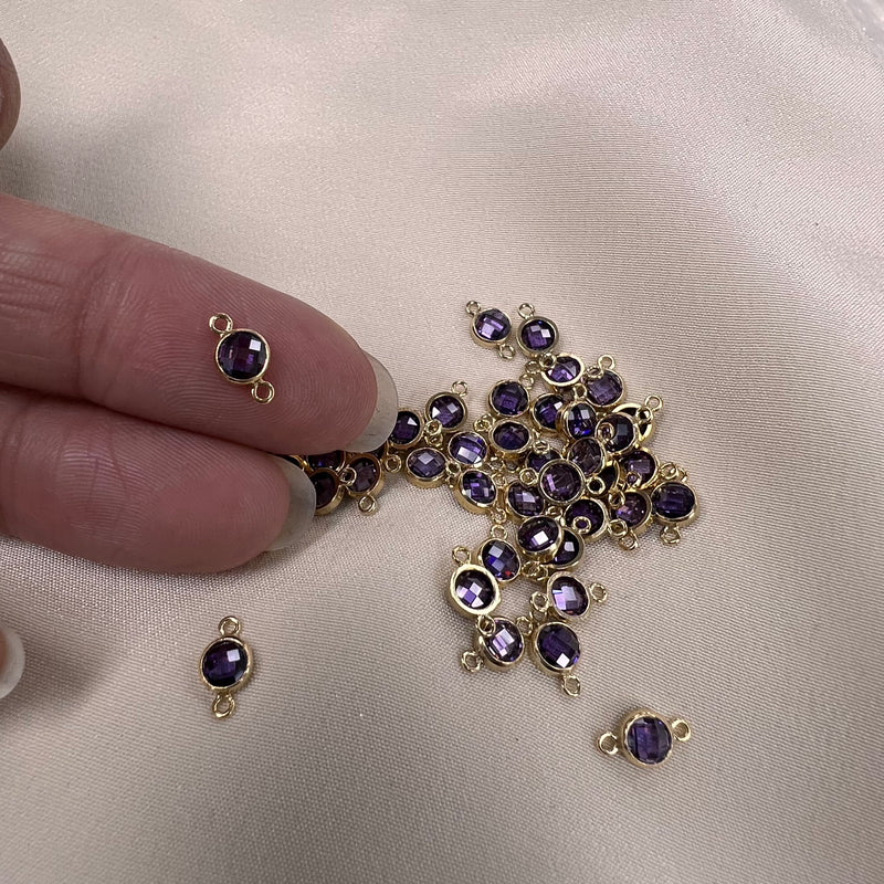 4mm CZ Birthstone Connector - Checkerboard