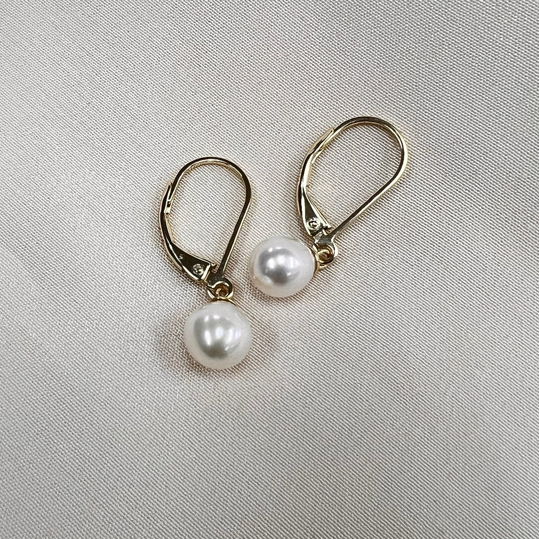 Pearl Earrings on Gold Plated Sterling Silver French Clip