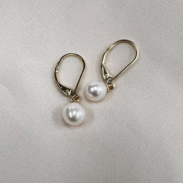 Pearl Earrings on Gold Plated Sterling Silver French Clip