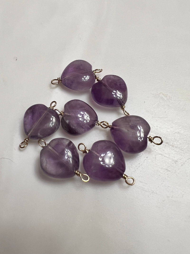 Heart 10mm Wide Amethyst Connecters 