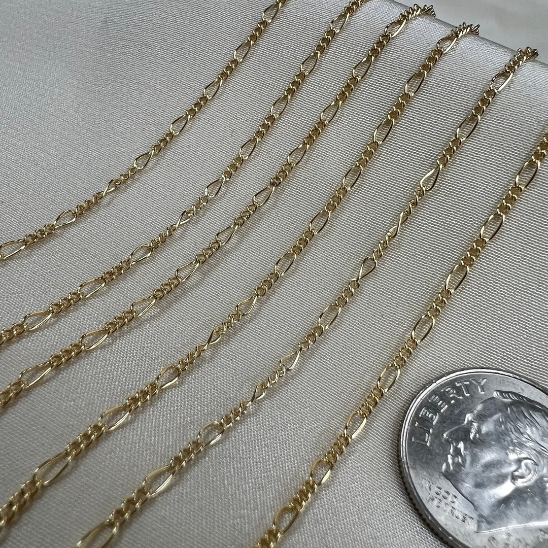 CX28: 1.5mm Round Figaro Chain by the foot