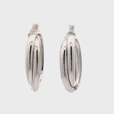 Oval Interlocking Hoops - Sterling Silver 5036
