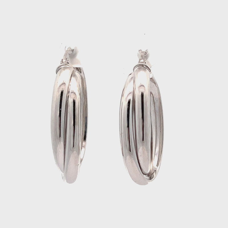 Oval Interlocking Hoops - Sterling Silver 5036