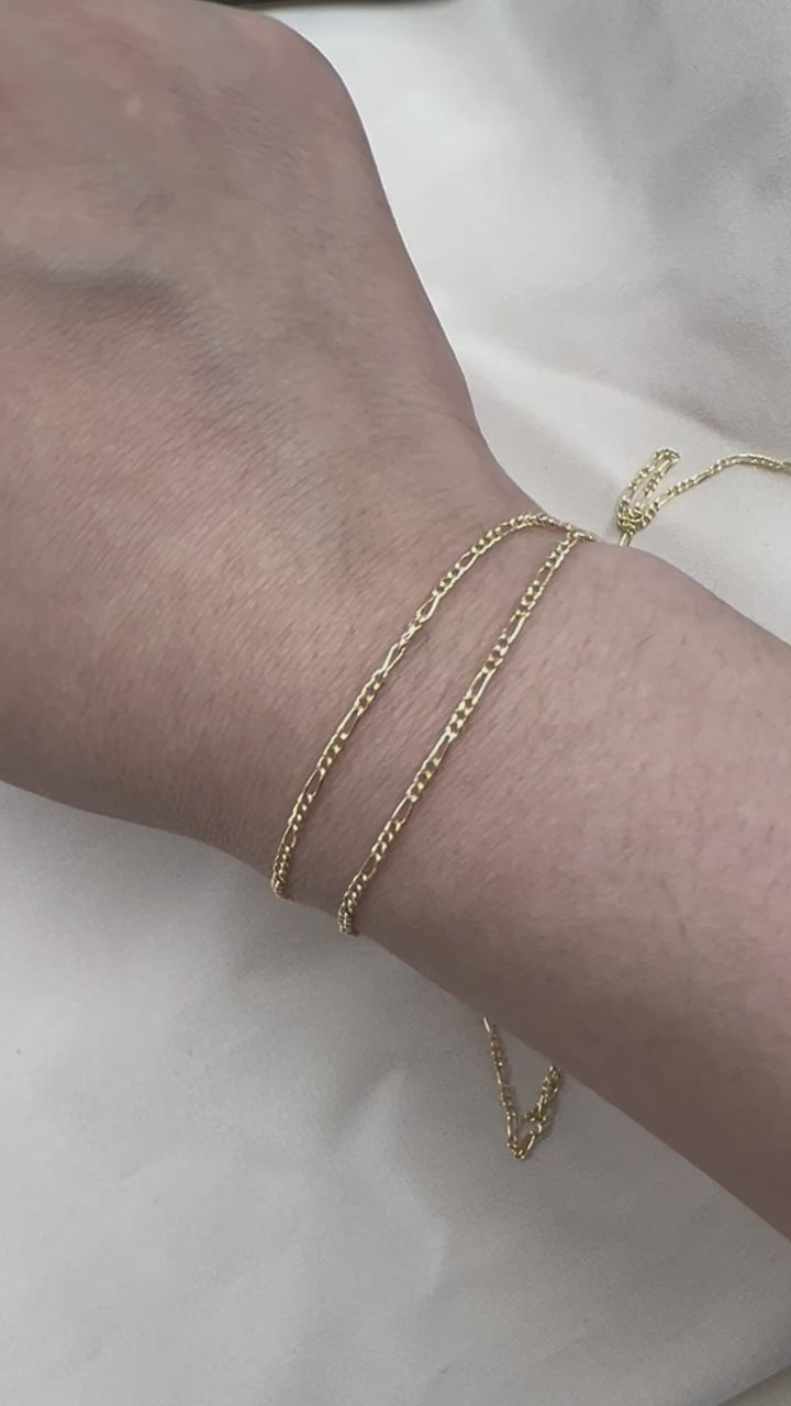 14kt Gold 1.5mm Hollow Figaro Chain by the inch