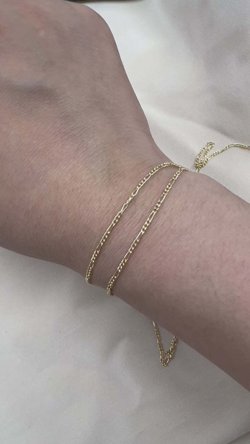14kt Gold 1.5mm Figaro Chain by the inch