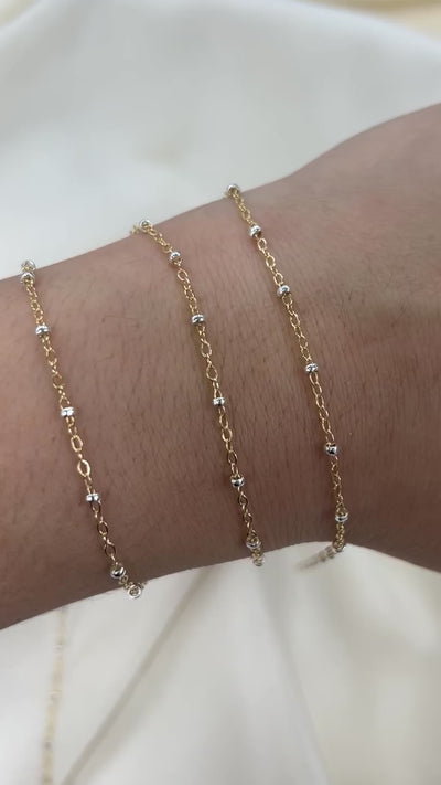 CX145 Mixed Metal 2 Tone Flat Cable Satellite Chain by the foot