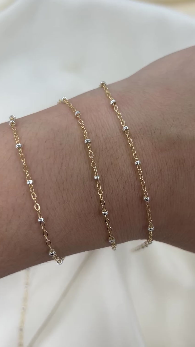 CX145 Mixed Metal 2 Tone Flat Cable Satellite Chain by the foot