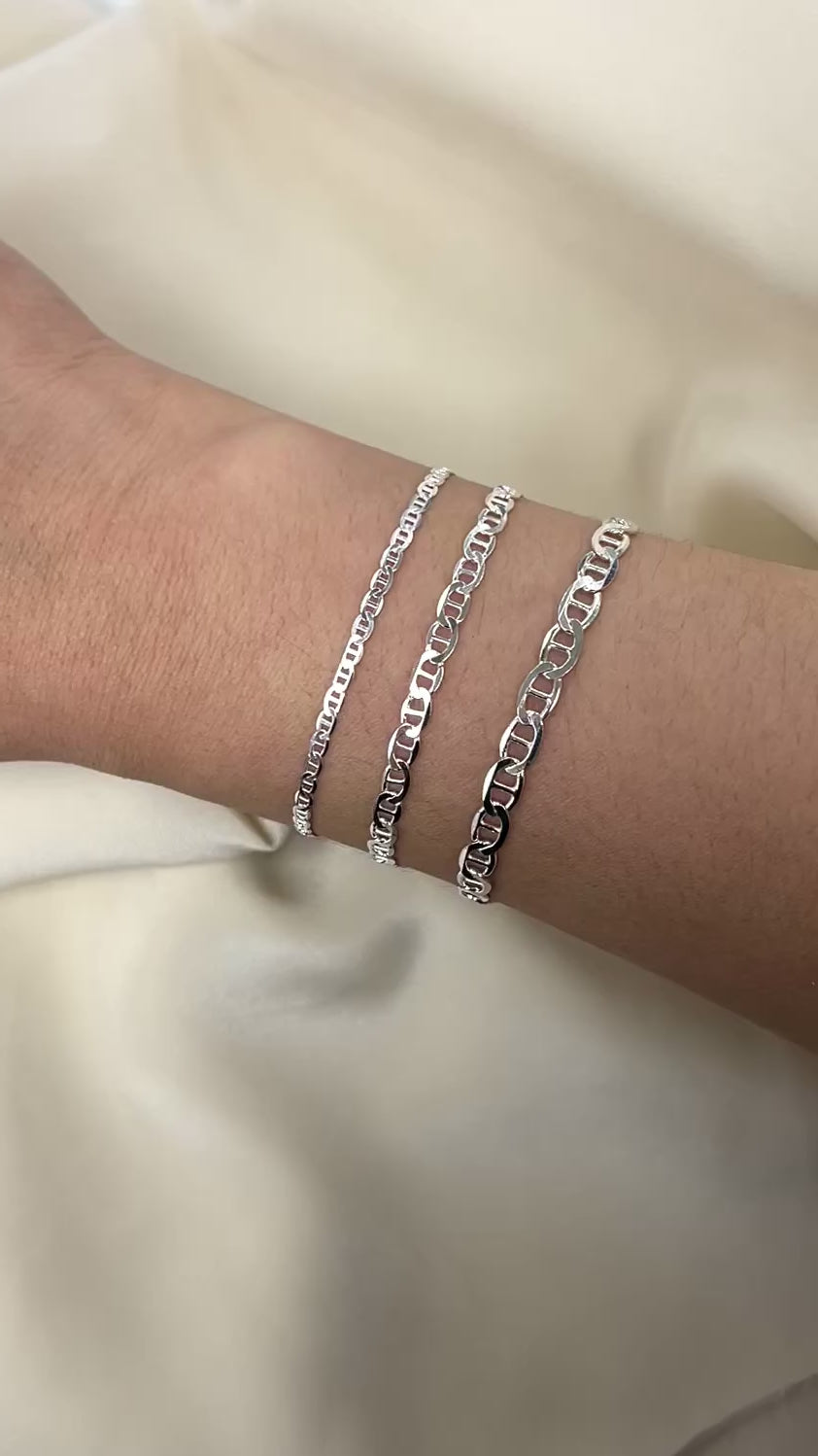 CX46: Flat Mariner Sterling Silver Chain by the Foot