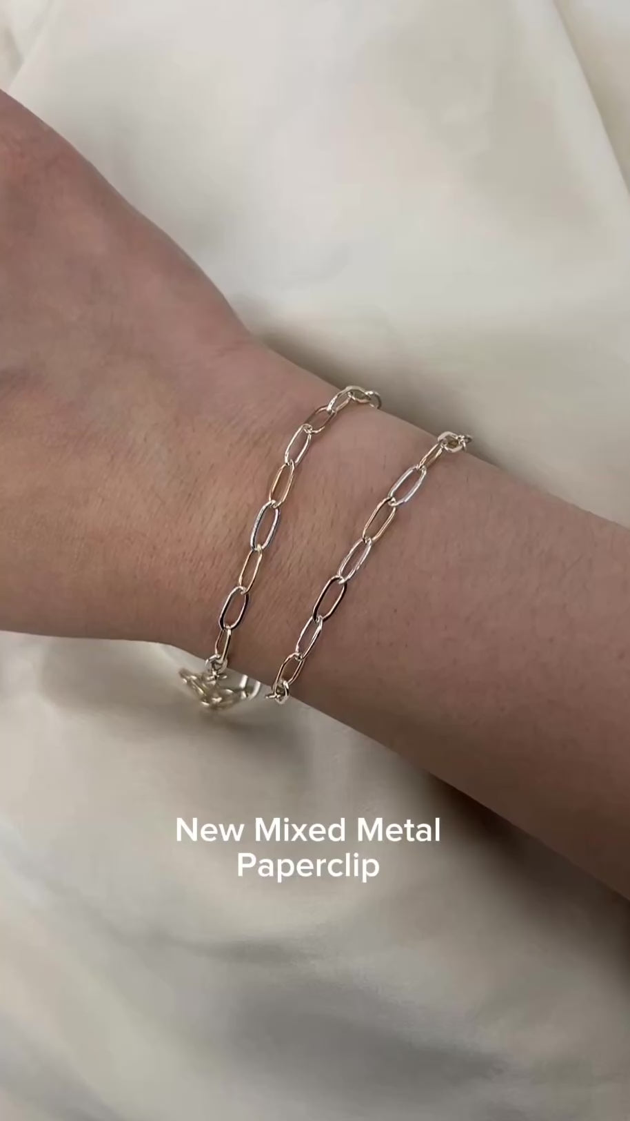 CX148: Mixed Metal 2 Tone Flat Paperclip Chain by the foot
