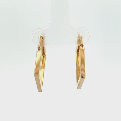 14kt Gold Diamond Shape Hoops