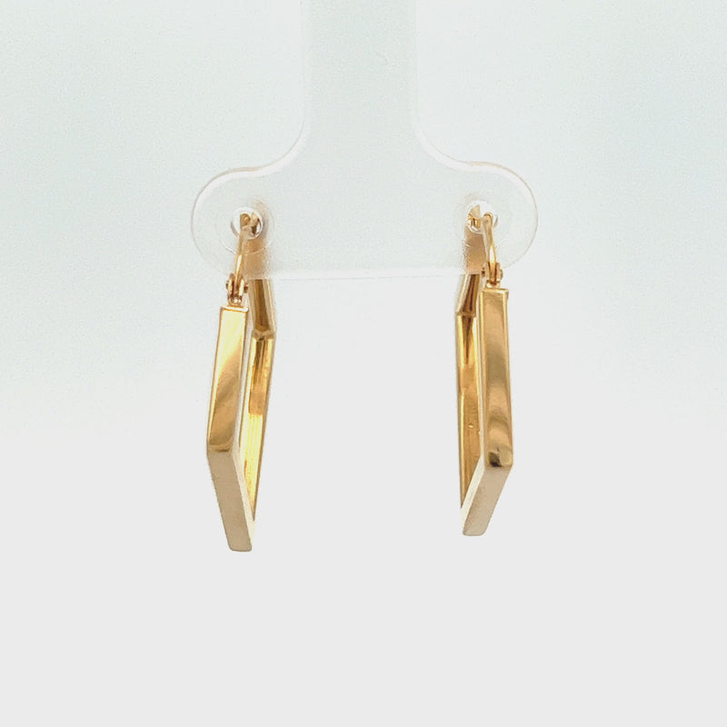 14kt Gold Diamond Shape Hoops