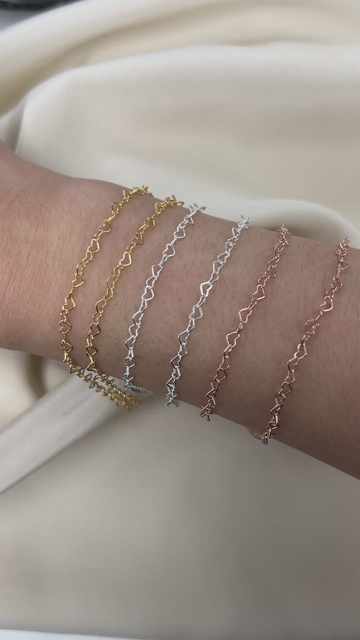 CX35S: 2.8mm Small Heart Chain by the foot