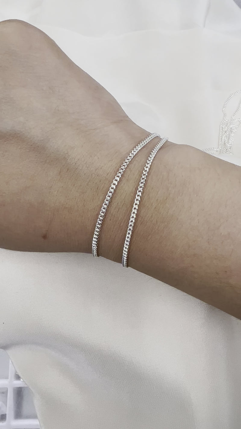 CX33F - Flat Curb Chain Sterling Silver Chain by the foot