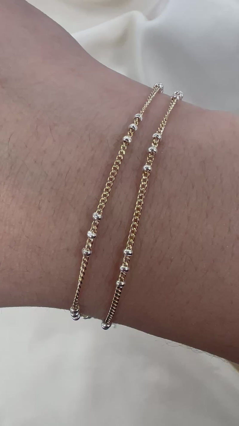 CX125: Mixed Metal 2 Tone Curb Satellite Chain by the foot (26ga Jump Ring)