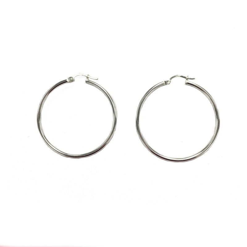 2mm Round Sterling Silver Hoops