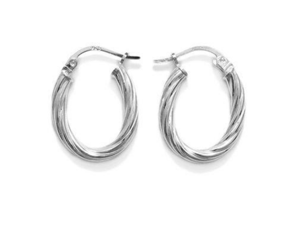 Oval Twist Hoop Earrings 16mm Wide