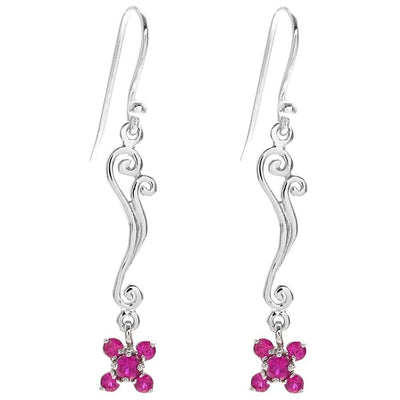 150485 Magenta Flower French Wire Earrings