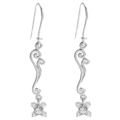 150485 Clear Flower French Wire Earrings