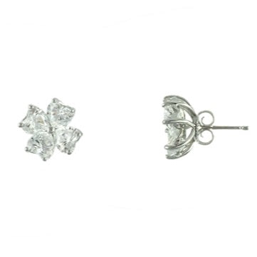 Flower CZ Post Earrings
