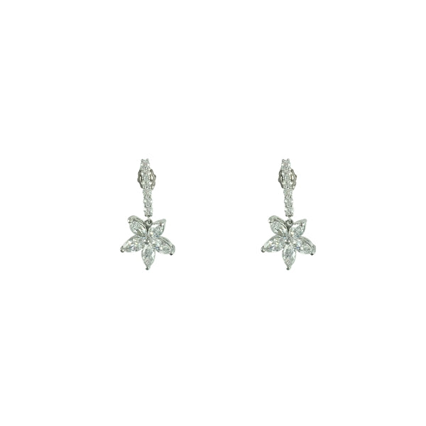 Floating CZ Flower Post Earrings