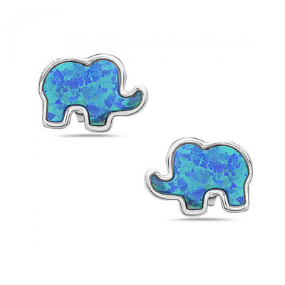 Opal Elephant Stud Earrings