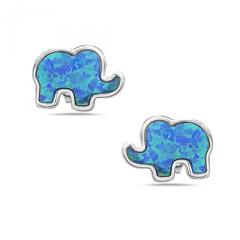 Opal Elephant Stud Earrings