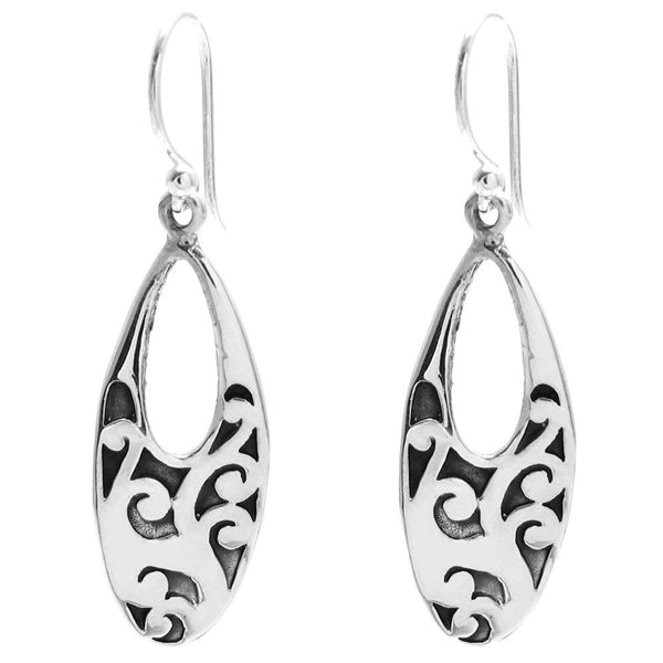 515035 Antique Finish Filigree French Wire Earrings