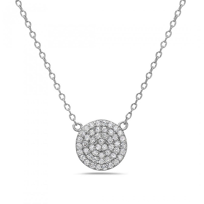 OT3-51805 Dainty Round Pave Drop Necklace