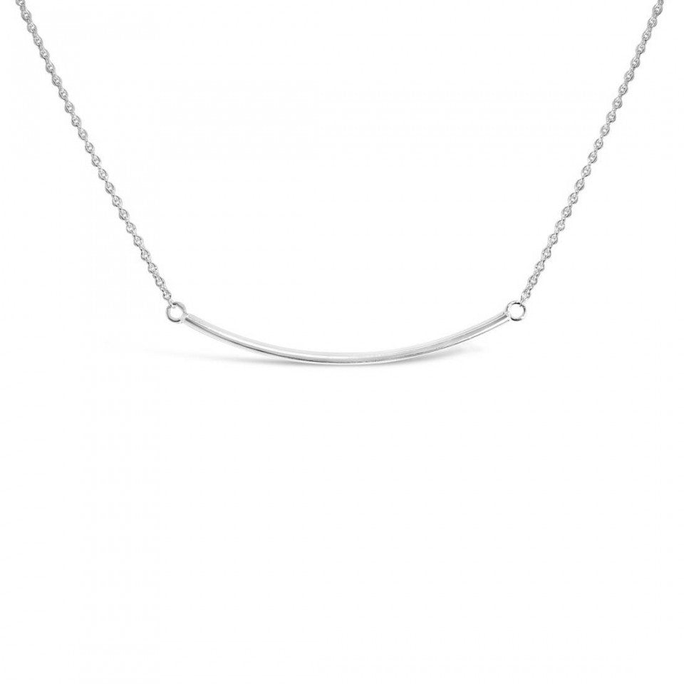 Simple Curved Bar Silver Necklace