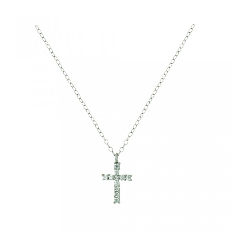 OT3-5873 Dainty CZ Cross Necklace