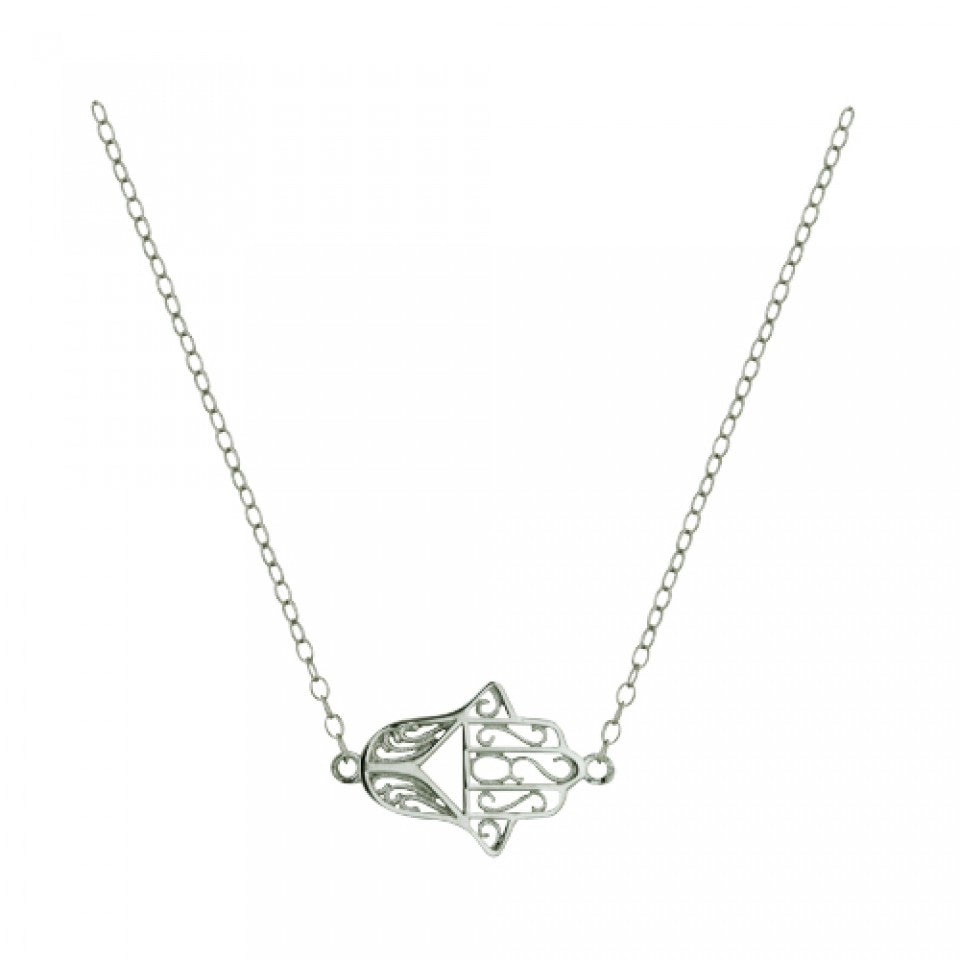 Filigree Healing Hamsa Hand Necklace