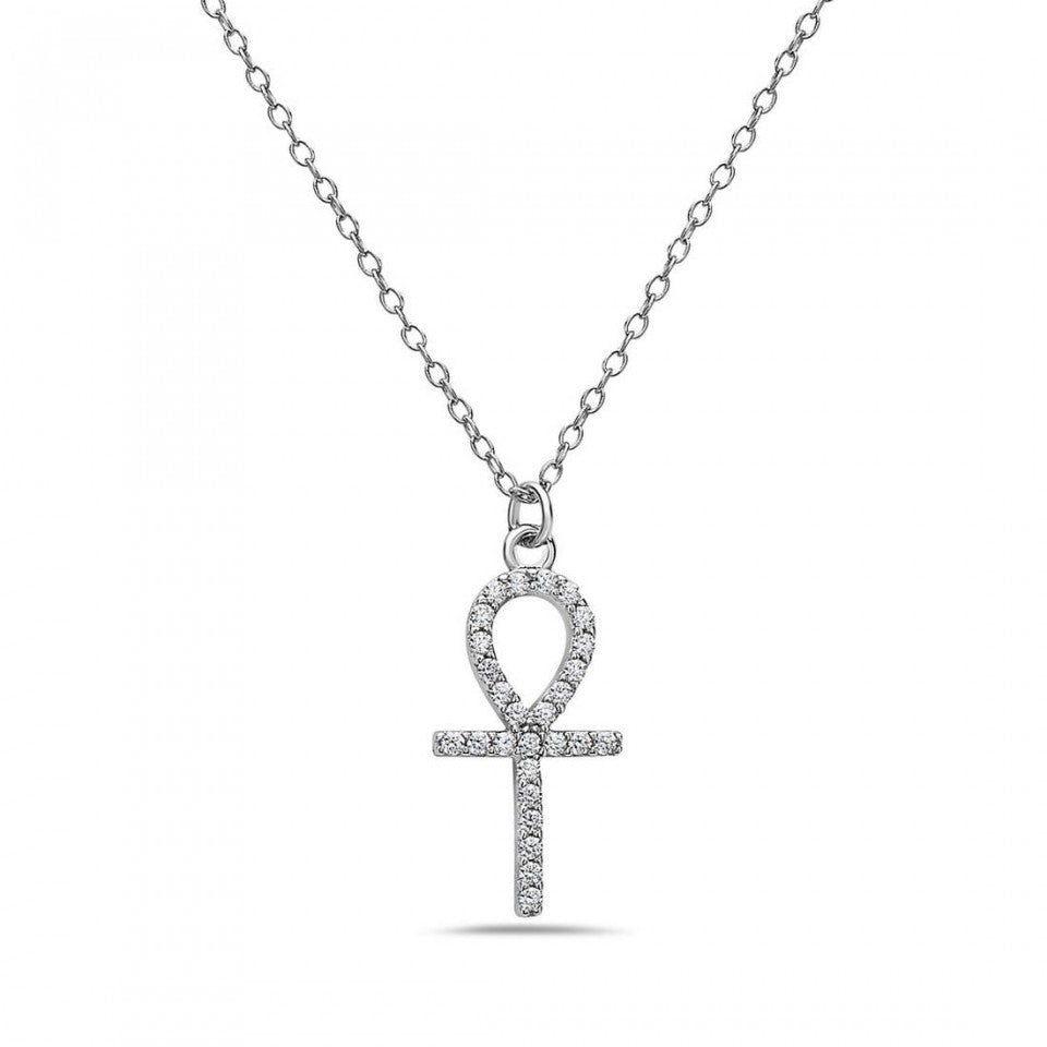 CZ Ankh Pendant Neckace