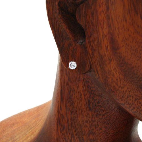 Round CZ Sterling Silver Studs - Multiple Sizes